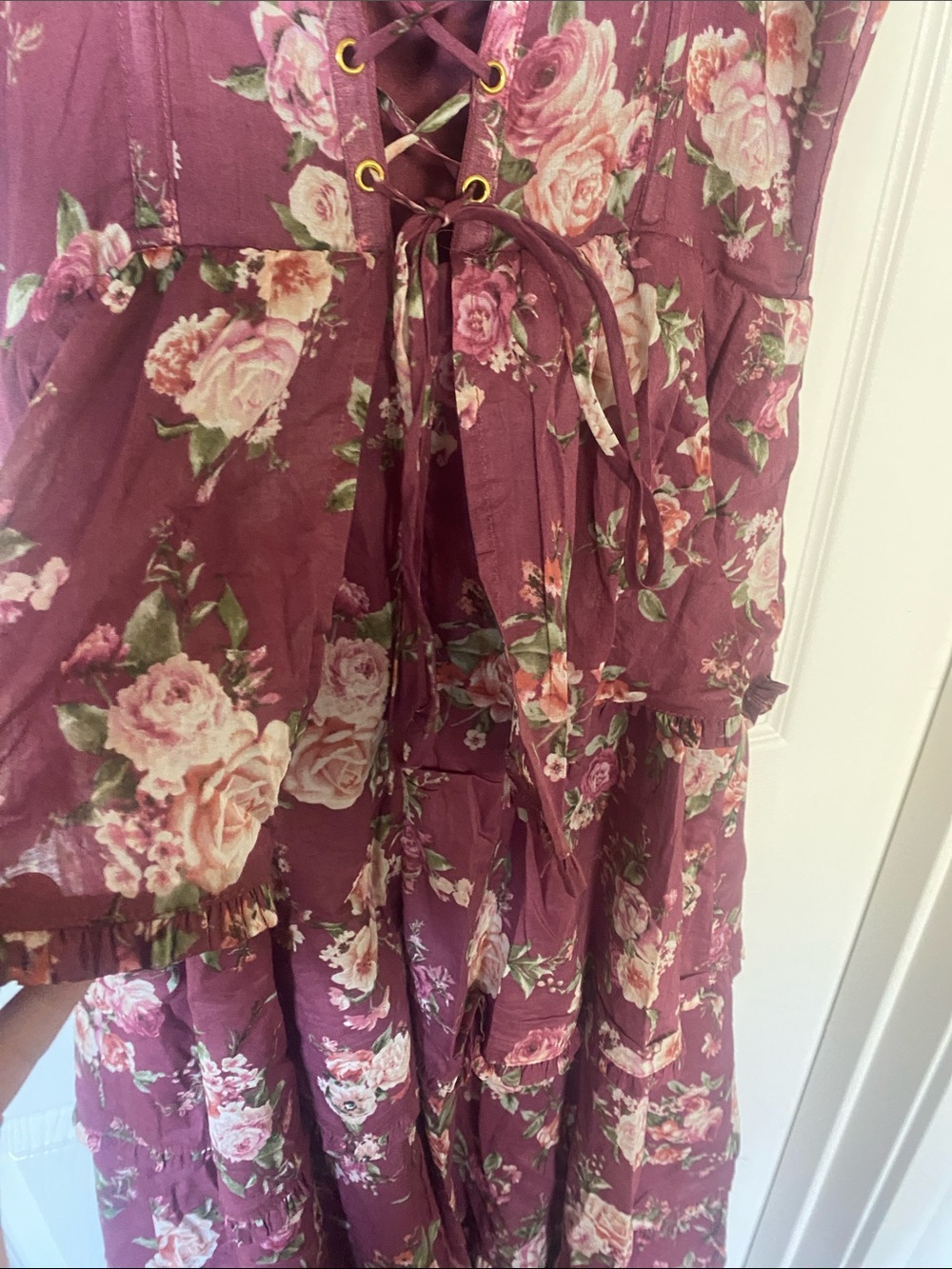 Altar'd State Rose Print Tiered Maxi Dress in Mauve - Picture 6 of 8